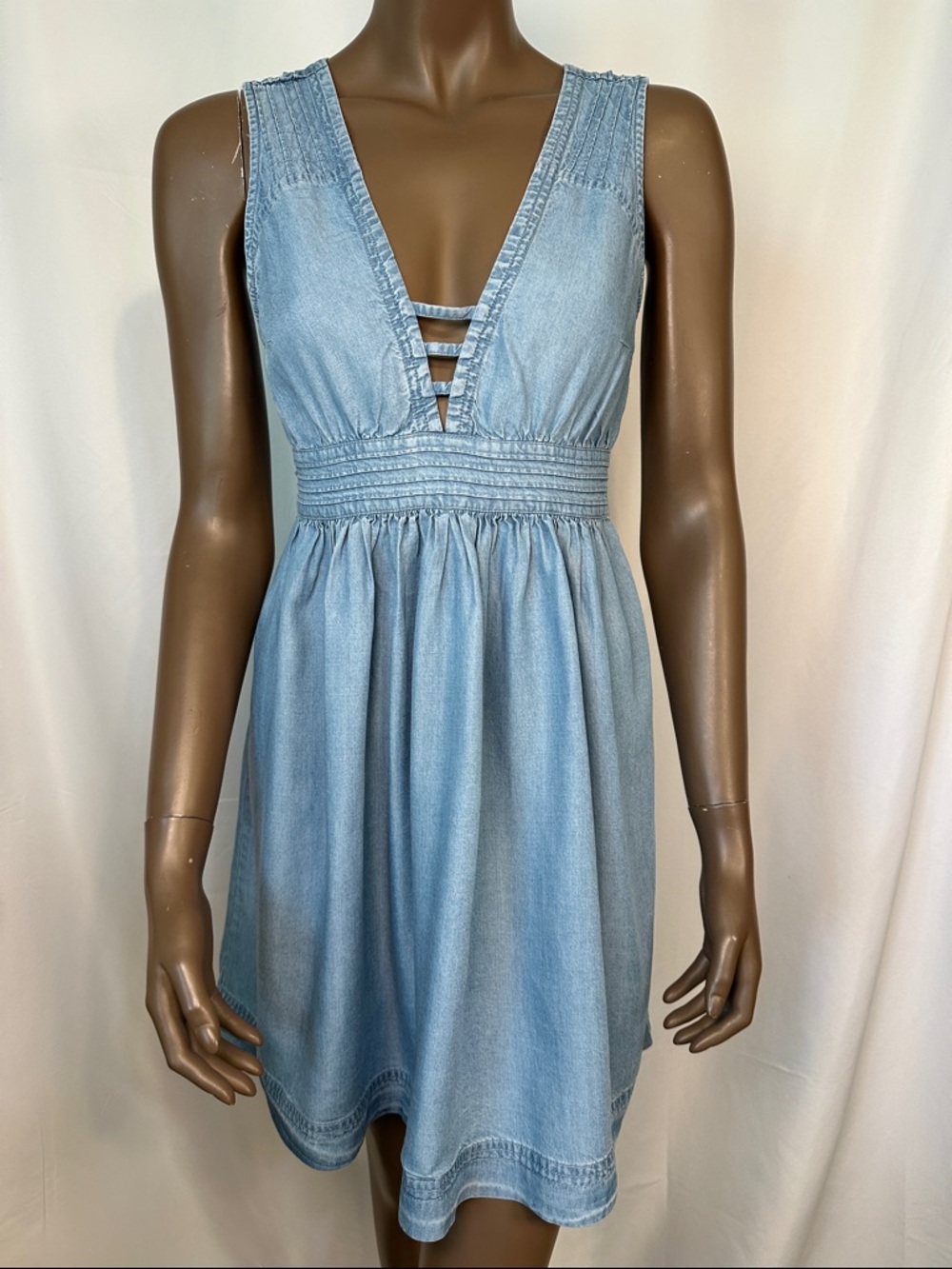 Abercrombie & Fitch Light Blue Denim V-Neck Mini Dress | NWT